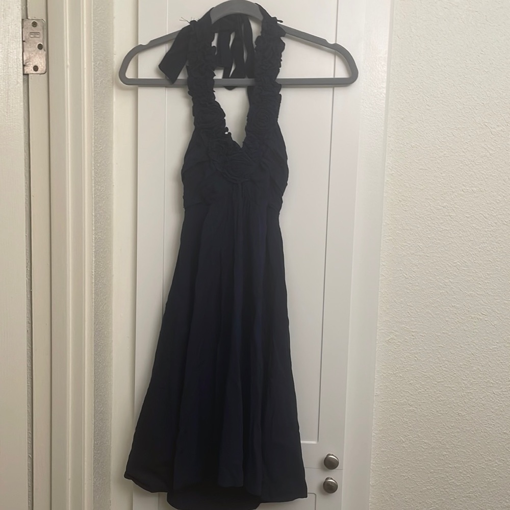 Halter top navy dress